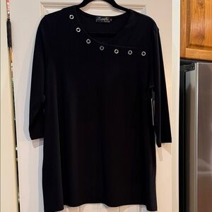Sympli Black Top with Grommet Accents